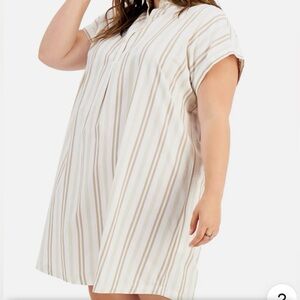 Style & Co Neutral striped women shirt dress 2x